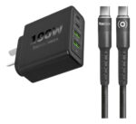 CARGADOR DE PARED MEGA 100W NEGRO C/CABL