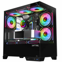 Gabinete Raptor Thunder Strike TG x2 Mid-Tower RGB Fan x1 Black