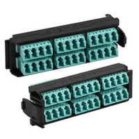 Fiber, Adapter Plate, LightVerse, 12 Fiber, LC, Flat, Aqua Adapter, Black Housing, Ceramic Sleeve