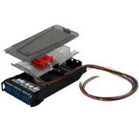 Cassette de Empalme LightVerse 12 Fibras LC OM4, Adaptador Aqua, 900µm, LSOH, 1mt