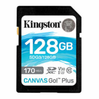 SD KINGSTON 128GB c/Adap Canvas GO! Plus (4K Camaras DSLRs- MILC)