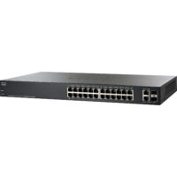 Cisco 220 Series SF220-24P - Conmutador - Gestionado - 4 x 10/100 (PoE+) + 20 x 10/100 (PoE) + 2 x Gigabit SFP combinado - sobremesa, montaje en rack - PoE+ (180 W)