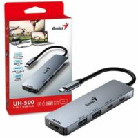 Hub Genius USB-C Macho - 2x USB-A 3.0, 1x HDMI, 1x USB-C, USB-C PD, 5 Gbit/s, Plata