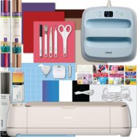Cricut Maker 4 con Pack de tapetes variados Vinilo textil pack 40 hojas de colores Vinilo textil blanco Vinilo textil negro y cinta de transferencia