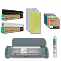 Cricut Maker 4 con Pack de tapetes variados Vinilo textil pack 40 hojas de colores Vinilo textil blanco Vinilo textil negro y cinta de transferencia