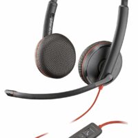 Auricular con Micrófono Stereo Poly Blackwire 3225 + CONECTOR DE 3.5 MM + ADAPTADOR USB-C/A 8X229A6