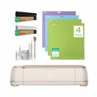 Cricut Maker 4 Rosa Marfil, Tapete 12x12 Variety Pack x4, Kit 5 Herramientas Basicas, Vinilo Value Blanco Matte y Negro Matte