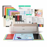 Cricut Maker 4 Rosa Marfil, Tapete Variety Pack x4, Kit 5 Herramientas Basicas, Vinilo Permanente Arcoiris 50 hojas, Vinilo Arcoiris 10 rollos, Cinta de transferencia