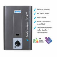Calefon Escorial 14 Lts Tiro Natural Sin Piloto Gris Grafito Tipo De Gas Gn