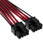 Cable con fundas individuales PCIe Gen 5 12V-2x6 de 600 W y 12 4 patillas con funda individual, Type 4, ROJO/NEGRO