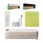 Cricut Explore 4, Tapete 12x12 STD x2, Kit 5 Herramientas Basicas, Cutter Precision, Vinilo Value Blanco Matte y Negro Matte