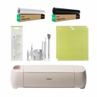 Cricut Explore 4, Tapete 12x12 STD x2, Kit 5 Herramientas Basicas, Cutter Precision, Vinilo Value Blanco Matte y Negro Matte