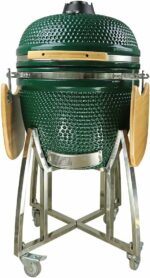 Parrilla Kamado Bbq Grill Kadu K15 Ahumador Ceramico Verde con funda