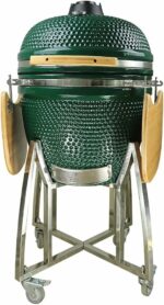 Parrilla Kamado Bbq Grill Kadu K21 Ahumador Ceramico Verde con funda