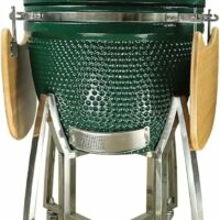 Parrilla Kamado Bbq Grill Kadu K21 Ahumador Ceramico Verde con funda