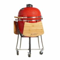 Parrilla Kamado Bbq Grill Kadu K25 Ahumador Ceramico Rojo con funda