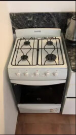 Cocina Escorial Palace Cristal A Gas Natural 4 Hornallas Blanca 220v Puerta Con Visor 50l