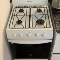 Cocina Escorial Palace Cristal A Gas Natural 4 Hornallas Blanca 220v Puerta Con Visor 50l