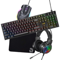Combo Gamer Raptor Teclado Mecánico 104 teclas + Mouse RGB 7200dpi + Mouse Pad S + Auricular 3.5 (3088)