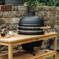 Parrilla Kamado Bbq Grill Kadu K18 Ahumador Ceramico Gris