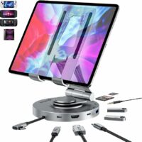 SOPORTE INTELAID PLEGABLE PARA IPAD, TABLETS Y NOTEBOOK CON HUB USB 3.0 + 2 TYPE C