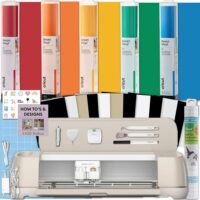 Cricut Maker 4 con Pack de Tapetes Vinilos Multicolor y Glitter y Cinta de transferencia
